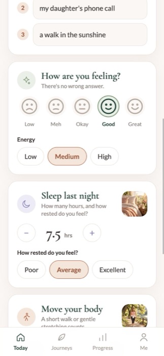 Check in with mood, energy and sleep