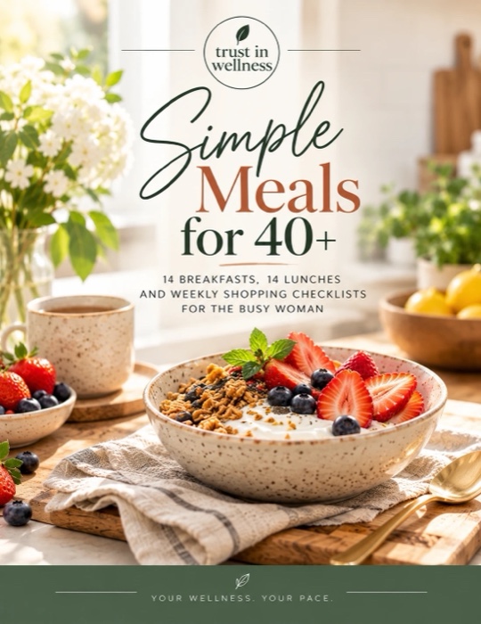 Cover of the free guide Simple Meals for 40+
