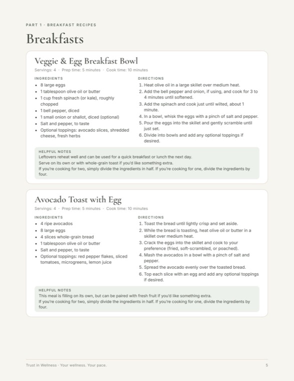 Two recipe pages