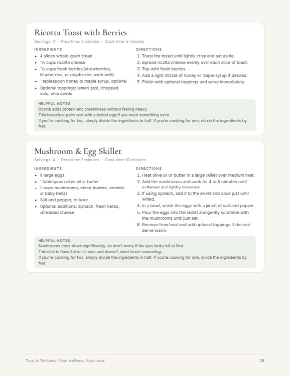 Recipe pages